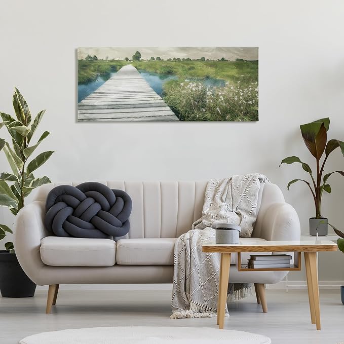 Marsh Walkway Landscape Serenity, 20 x 48 Inch Canvas Wall Art | Stupell Industries · By Milli Villa · Ready to hang · Calm lake house decor · Made in USA