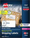 Avery® Waterproof Labels with UltraHold® Permanent Adhesive, 2" x 4", 500 Labels for Laser Printers (5523)