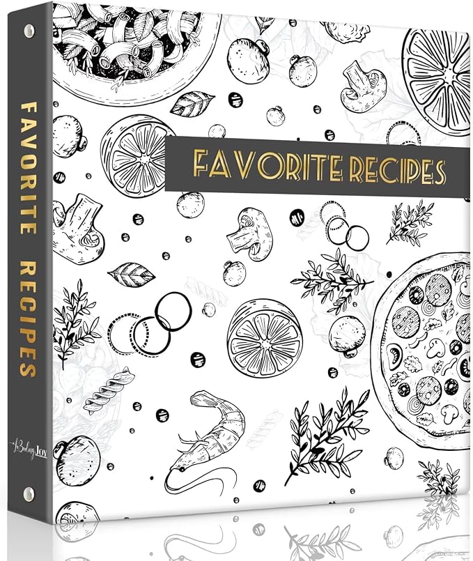 Recipe Binder with Plastic Sleeves, 8.5x11 3 Ring Blank Recipe Book Binder | Premium recipe binder kit with waterproof cover, sleeves, cards, dividers and gift box for preserving recipes-Grey Veggies.