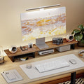 46" Dual Monitor Riser, Metal Shelf Wooden Desk Organizer | Walnut Wooden Desk Shelf for 2 Monitors/TV,Monitor Stand Riser for Desk, Wood Monitor Stand Organizer for Home Office