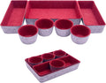 Teeo - Desk Tray Organizer - Makeup Organizer Drawers Storage - Home Office Cosmetic Bins Dividers Box Closet Compartment - Pack of 7, Burgundy