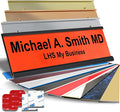 Personalized Name Plate with Choice of Mounting Holders for Walls, Doors, Cubicles, Hanging and More - Custom Orange Plastic Black Letters - USA Made 2x12 - B11