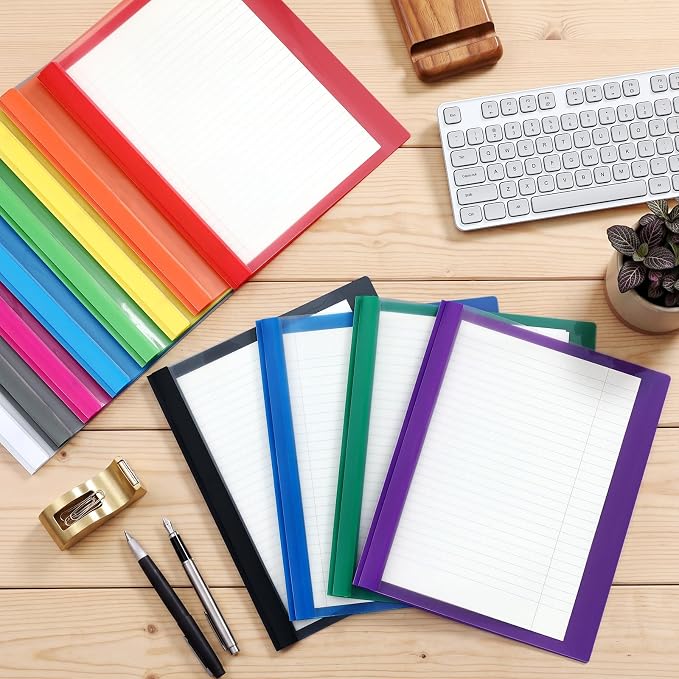Feifeiya 24 Pack Plastic Report Covers with 3 Prongs Presentation Folders Bulk, 100 Sheet Capacity, Clear Front Report Covers for Presentation Document Paper School Office Supplies (Multicolor)