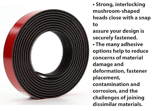 3M Dual Lock Reclosable Fastener TB3870, Black, 1 in x 10 ft, Type 250/250 | Heavy Duty, Industrial Use, Indoor/Outdoor, Great for Metal, Acrylic, PC, ABS, Powder Coated Paints, (1 Mated Strip/Bag)