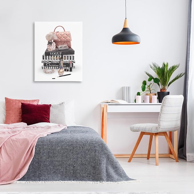 Fashion Bookstack Glam, 30 x 40 Inch Canvas Wall Art | Stupell Industries · By Ziwei Li · Ready to hang · Chic decor for living room · bedroom · or office · Made in USA