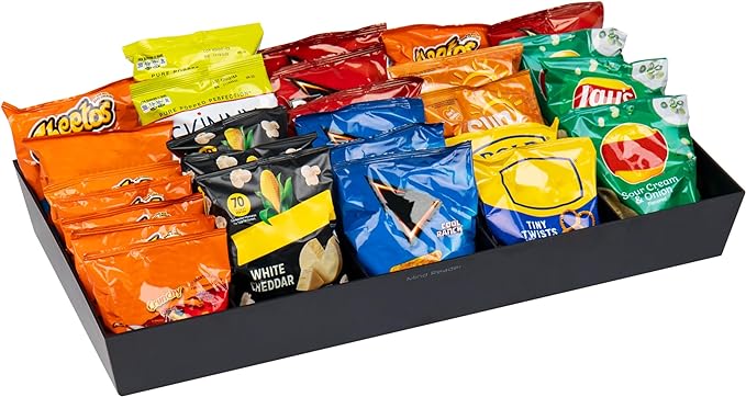 Mind Reader Snack Tray, Countertop Organizer, Snack Tray, Pantry, Breakroom, Kitchen, Black
