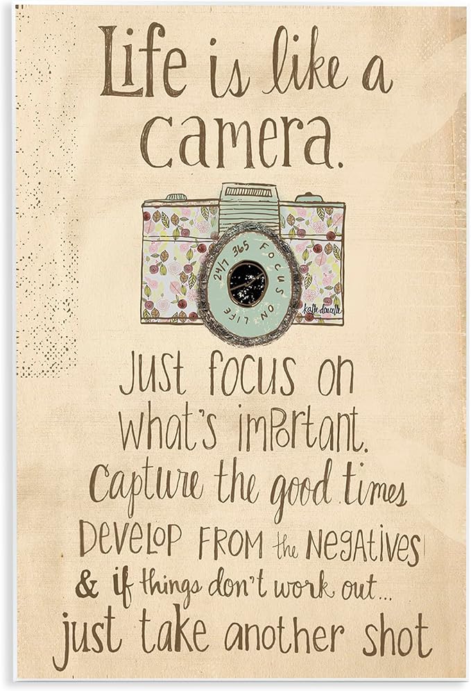 Stupell Home Décor Life Is Like A Camera Inspirational Art Wall Plaque, 10 x 0.5 x 15, Proudly Made in USA, Living Room | Stupell Industries · By Katie Doucette · Ready to hang · Great for office or bedroom · Made in USA