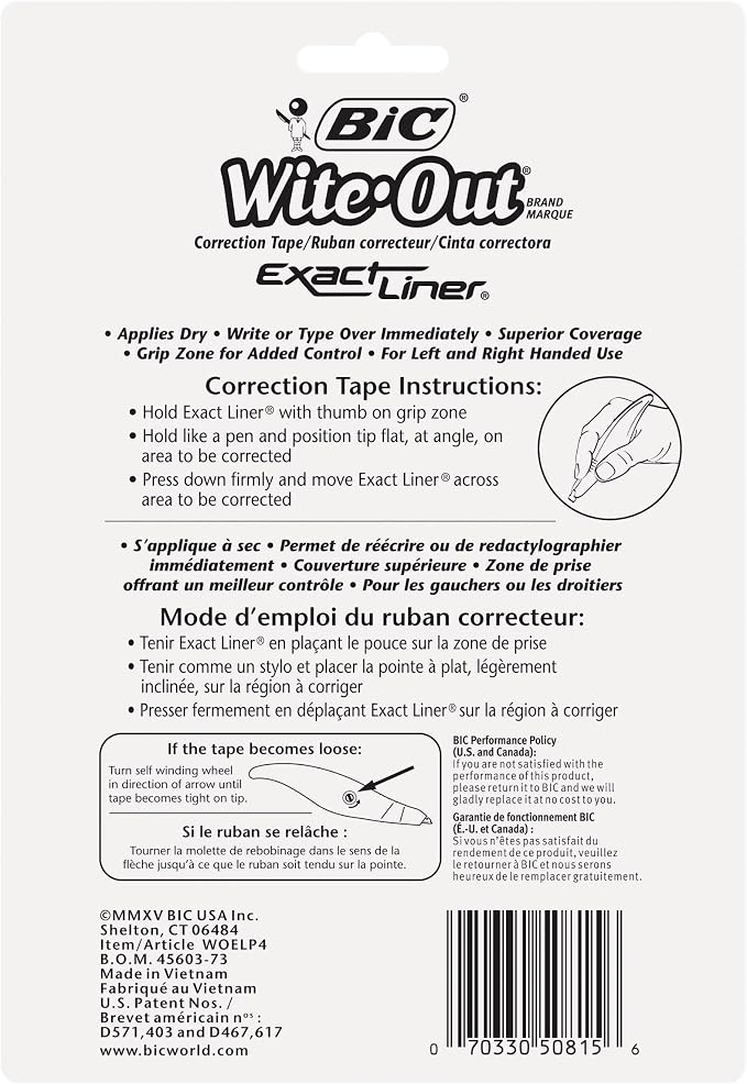 BIC Wite-Out Brand Exact Liner Correction Tape (4-Count) and Mini Twist Correction Tape (2-Count)
