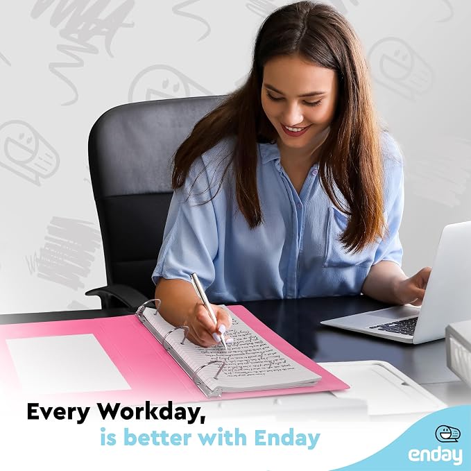 2 Inch Binder (2 Pack) Pink and Blue 2 Inch 3 Ring Binder, Clear View Cover with 2 Inside Pockets, Three Ring Binders for Home, Office and School Supplies - Enday