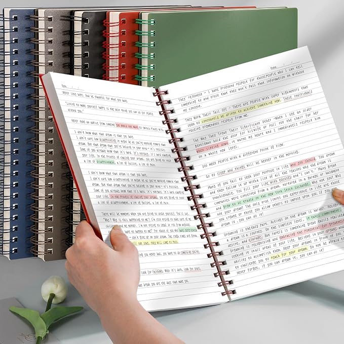 AHGXG Spiral Notebook College Ruled - Spiral Notebook Journal Large B5 7.6" x 10", 300 Pages/150 Sheets, 100GSM Thick Paper, Plastic Hardcover, for Women Men Office School, Black