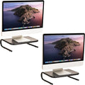 Mind Reader Monitor Stand, Ventilated Laptop Riser, Desktop Organizer, Metal, Set of 2, Black