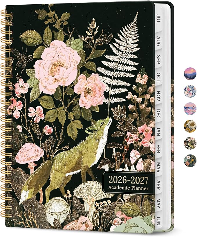 Taja Planner 2026-2027, Jul 2026-Jun 2027 Monthly & Weekly Calendar Planner | 8.5" x 11", Hardcover Academic Calendar, Teacher Student Agenda Book with Tabs, School Office Supplies, Wildwood Fox