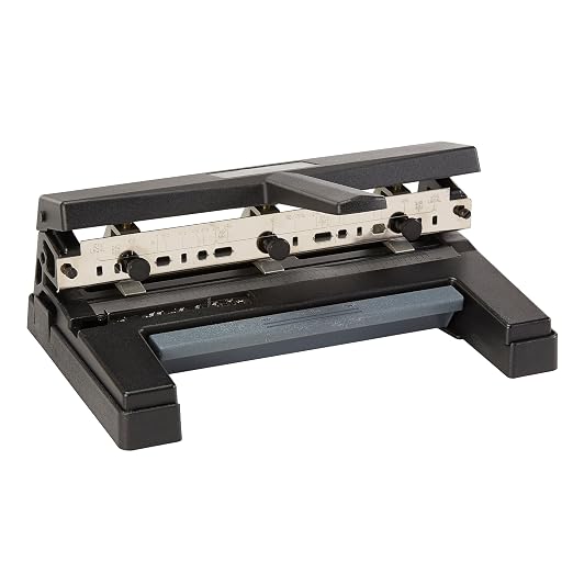 Swingline 3 Hole Punch Heavy Duty, 40 Sheet Capacity Three Hole Puncher 3 Ring, Adjustable 2-4 Hole Paper Punch, Black (74450)