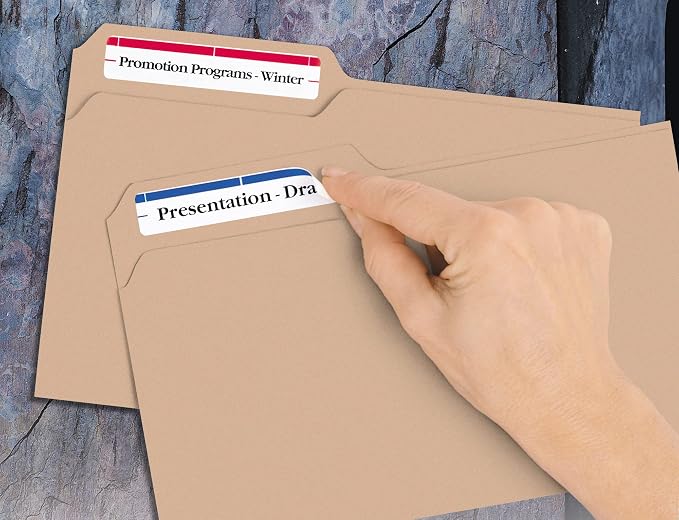 Avery File Folder Labels with Sure Feed, 2/3" x 3-7/16", 750 Printable Labels, Removable, Assorted (6466)