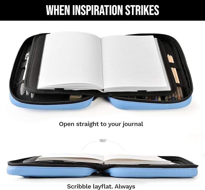 Scribbles That Matter - A5 Pencil Case Pouch + Journal Organizer - Large capacity Kawaii Pencil Pouch, Pen Case, Marker Case, Storage Journal Pouch Zippered Pocket Adjustable Shoulder Strap (7 x 10)