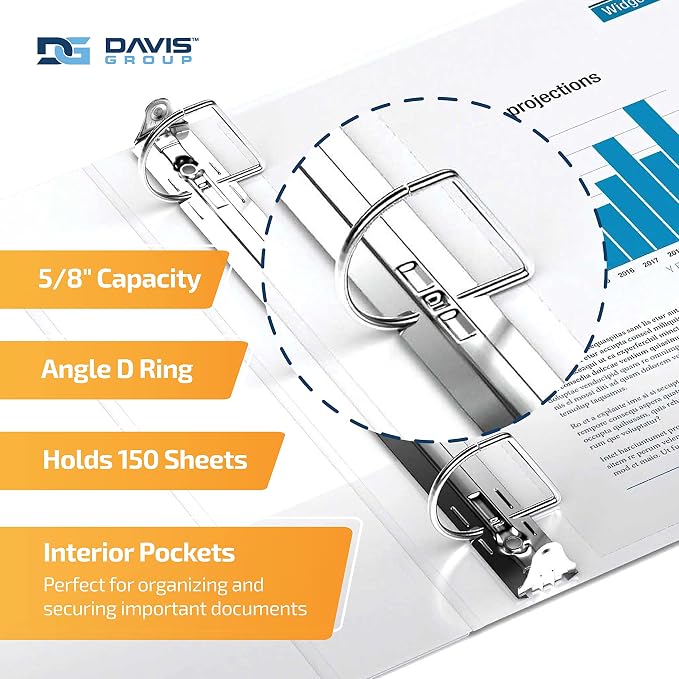 QuickFit View Binder, 3-Ring Binder for School or Office, D Ring, White, 6 Pack, 5/8 Inch