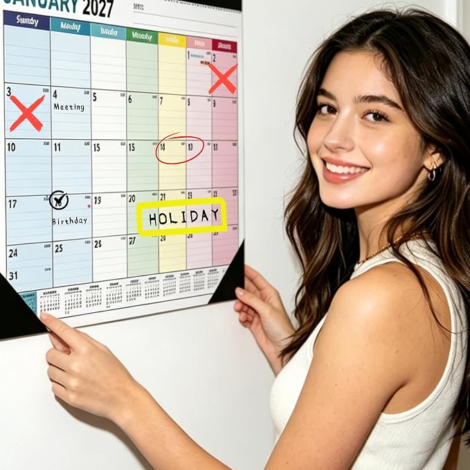 Desk Calendar 2027-2028, Large Desk Calendar 12 x 17, 18 Months | Desktop Blotter Calendar from Jan 2027 to Jun 2028, Monthly Wall Calendar for Office School Home