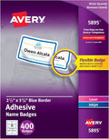 Avery Flexible Printable Name Tags, 2-1/3" x 3-3/8", White with Blue Border, 400 Removable Name Badges (05895)