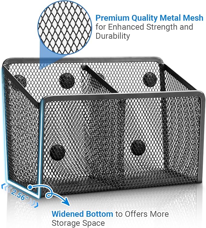 Magnetic Pen Holder, Metal Strong Magnet Pen Cup Magnetic Marker Storage Basket Locker Organizer for Whiteboard Refrigerator Fridge Locker Accessories Classroom Must Haves Teachers School Supplies