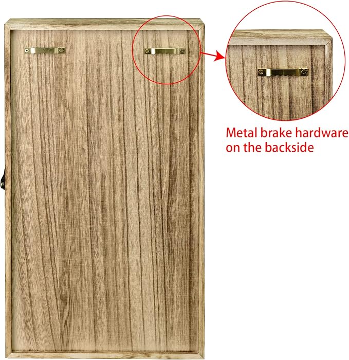 Ikee Design Wall-Mounted Wooden Display Case with Glass Top, 10 Slots | 10-SLOT DISPLAY CASE: Oak wood wall cabinet with hinged tempered glass top for mini figures, collectibles and oils.