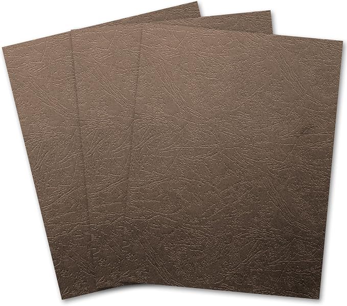 Binditek 12 Mil Paper Binding Covers, 8.5 x11 Inches, Coffee Color,100 Pack | Grain-Texture, 8.5" x 11" Letter Size, 230 GSM, 85 lb, Square Corners, Unpunched, for Business, School Projects