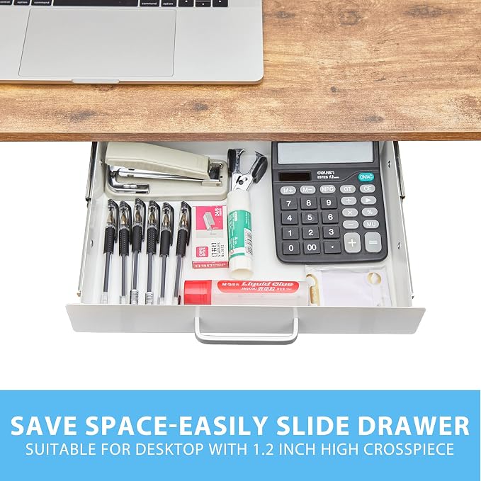 Gome Under Desk Pull-Out Drawer - Storage Organizer Office Mounted, Easy Slide-Out Pencil Drawer for Saving Space, Ideal for Sit-Stand Workstation