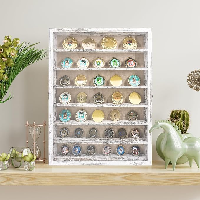 Shadow Boxes Display Cases 16x20 with Removable Shelves, 2.2 Inch White Deep Shadow Box Frame for Keepsake Collectibles, Coins Military Medals Pins Wedding Flowers