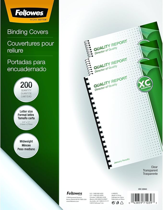 Fellowes Pulsar+ Comb Binding Machine (5006801) and Clear PVC Binding Covers