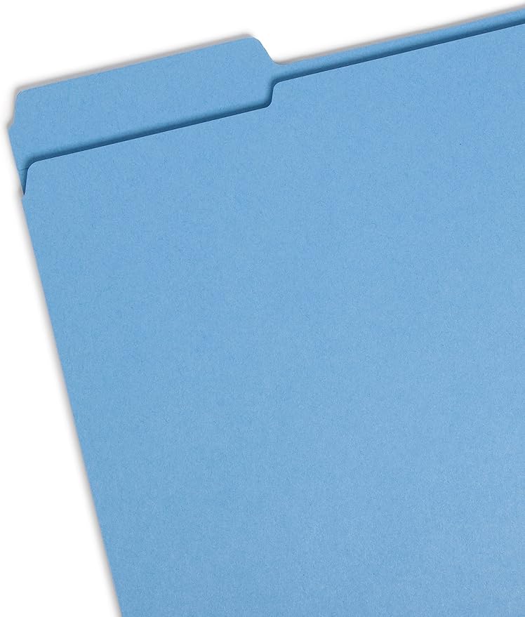 Smead File Folder, Reinforced 1/3-Cut Tab, Letter Size, Blue, 100 per Box (12034)