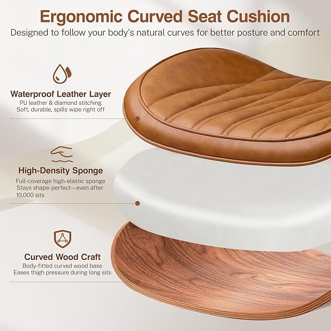 Ergonomic Armless Office Desk Chair - Mid-Century Retro Orange Faux Leather with Diamond Stitch, Adjustable Height Swivel Rolling Task Computer Chair with Walnut Accent for Home Office, Study & Work