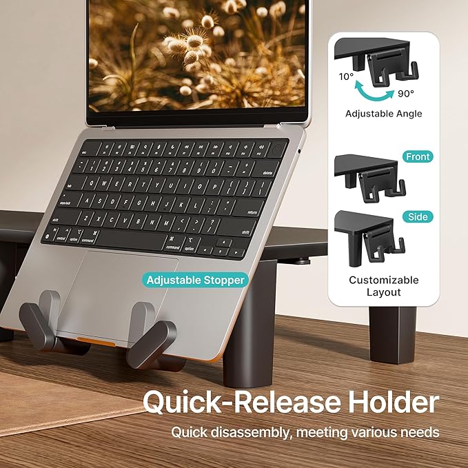 Ergonomic Monitor Stand Riser with Storage Drawer | Computer Riser For PC, Laptop,31.5" desk monitor stand,Desktop Shelf Organizer,For Home Office