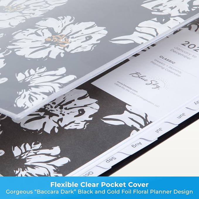 Blue Sky 2026 Weekly & Monthly Planner Calendar, 8.5"x11", Baccara Dark