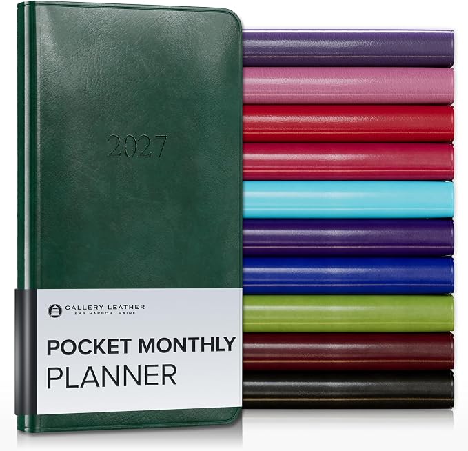 Gallery Leather Pocket Monthly Planner 2026-2027 Acadia Green