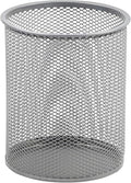 YBM HOME Office Round Desk Steel Mesh Pencil Cup Pen Holder Silver, 2210-2374 (24, Small)