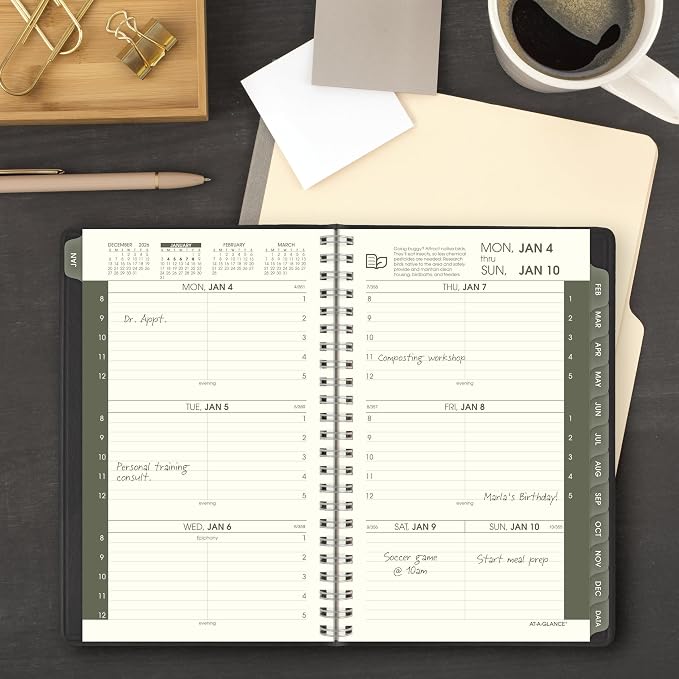 AT-A-GLANCE 2027 Appointment Book Planner, Weekly & Monthly, 5" x 8", Hourly, Recycled, Black (70100G0527)