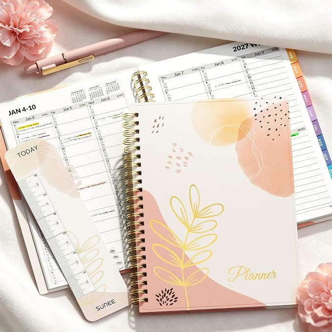 SUNEE 2027 Appointment Book, Quarter-Hourly, Weekly Monthly Planner, 6" x 8.3",Pink Breeze