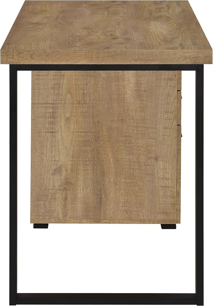 Coaster Home Furnishings - Brennan - Engineered Wood - 47-Inch 3-Drawer Computer Desk with File Cabinet and Open Metal Leg - Home Office - Mango and Black - 800787