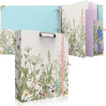 3 Ring Binder 2 Inch, Cute Round Ring Binders with 6 Tab Dividers & Label Stickers, Low Profile Clipboard with Storage, Fashion Aesthetic Binder School Office Supplies (Garden Flowers)