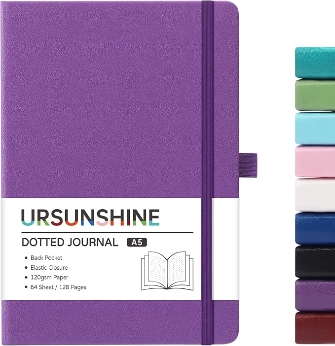 Dotted Journal/Notebook - Dot Grid Hard Cover Notebook, 5.3'' x 8.26''