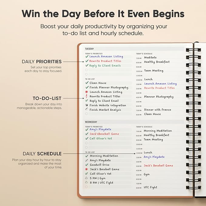 2026 Planner. 8.5" x 11" Spiral-Bound Weekly, Monthly and Daily Planner - Organize All 52 Weeks - Increase Productivity and Get Organized - Productivity Store (Leather)