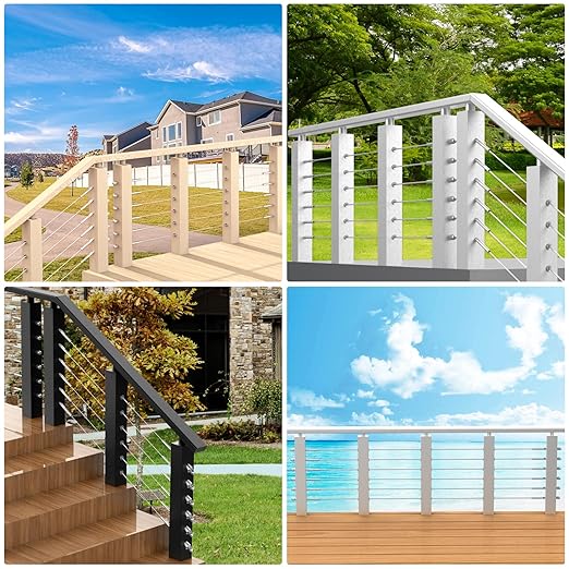 BLIKA 80 Pack Stainless Steel Protector Sleeves for 1/8" Deck Cable Railing, for Wood/Composite Posts, T316 Marine Grade, Cable Railing Protector Sleeves