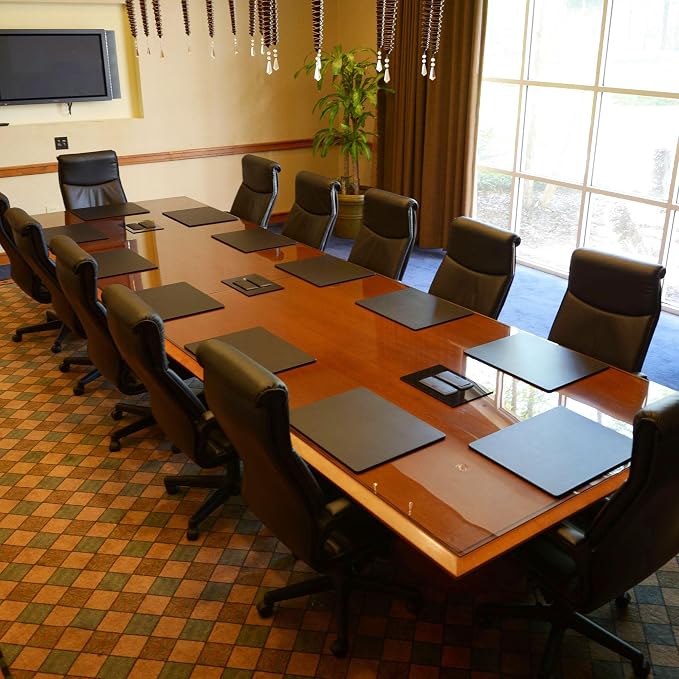 Dacasso Classic Black Leather 20" x 16" Luxury Conference Table Pad - Leather Desk Blotter for Writing - Boardroom Organization & Executive Desk Décor