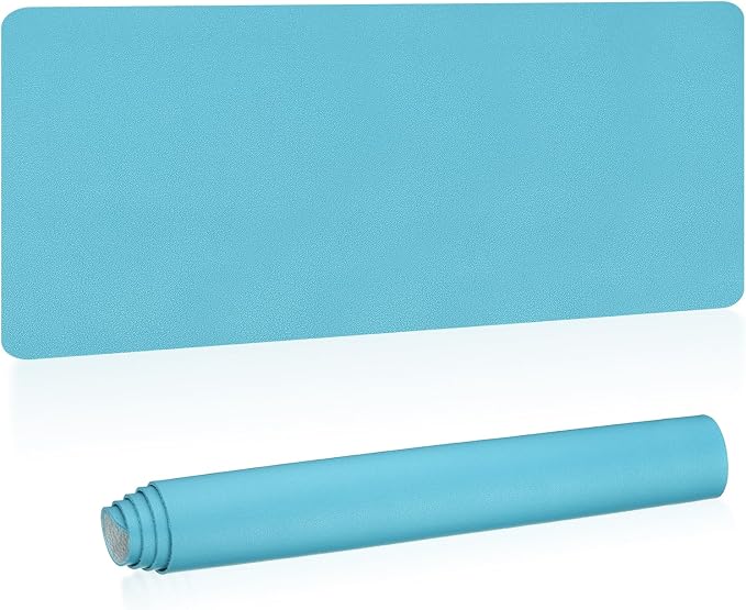 Patikil 48"x17" Dual Sided Desk Pad - Non-Slip Waterproof PU Leather Desk Protector Cover for Office/Home Work/Study, Blue