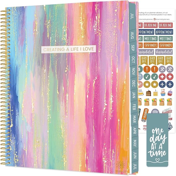 bloom daily planners 2026-2027 Planner (8.5” x 11") 13 Month Academic Year Organizer (July 2026 - July 2027) - Weekly & Monthly Agenda Book with Stickers & Tabs - Creating a Life I Love