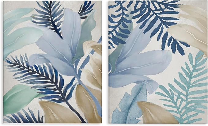 Tropical Floral Leaf Sprigs, 24 x 30 Inch Canvas Wall Art Set | Stupell Industries · By Elizabeth Medley · Ready to hang · Nature inspired decor · Made in USA