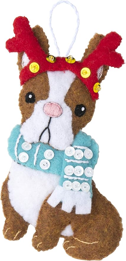 Bucilla, Christmas Dogs, Felt Applique Ornament Kit, Set of 6 (89283E)