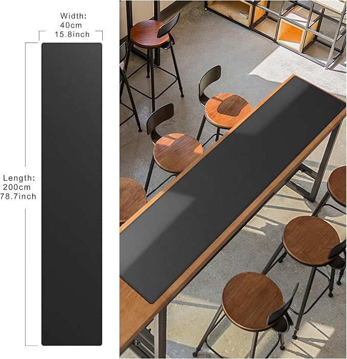 Cacoy 78.7 x 15.7 Inch Extra Long PU Leather Desk Pad Blotter Protector, XXL Large Gaming Computer Mouse Pad, Waterproof Leather Desk Matt for Desktop, Office Writing Pad (Black)