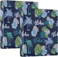Dark Blue Aloha Tropical Monstera Binder 3 Ring 1.5 Inch Binder with Clipboard&Pockets, Hardcover Binders Heavy Duty Large File Folder for Office School Supplies - Holds 200 Sheets, 2 PC