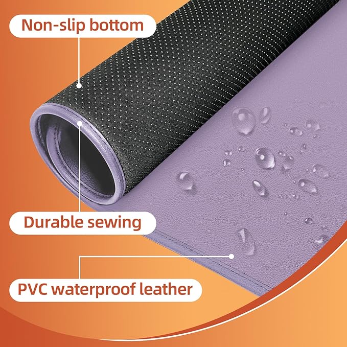MyPlace Heated Mouse Pad - Heated Desk Mat with 8 Levels Heating & 3 Hours Auto Shut-Off - 31.8”x 17.3”Large Safe Desk Mat Hand Warmer for Home Office Work (Light Purple)