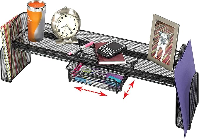 Safco Onyx Mesh Off-Surface Desk Organizer 3604BL, Black Powder Coat Finish, Durable Steel Mesh Construction